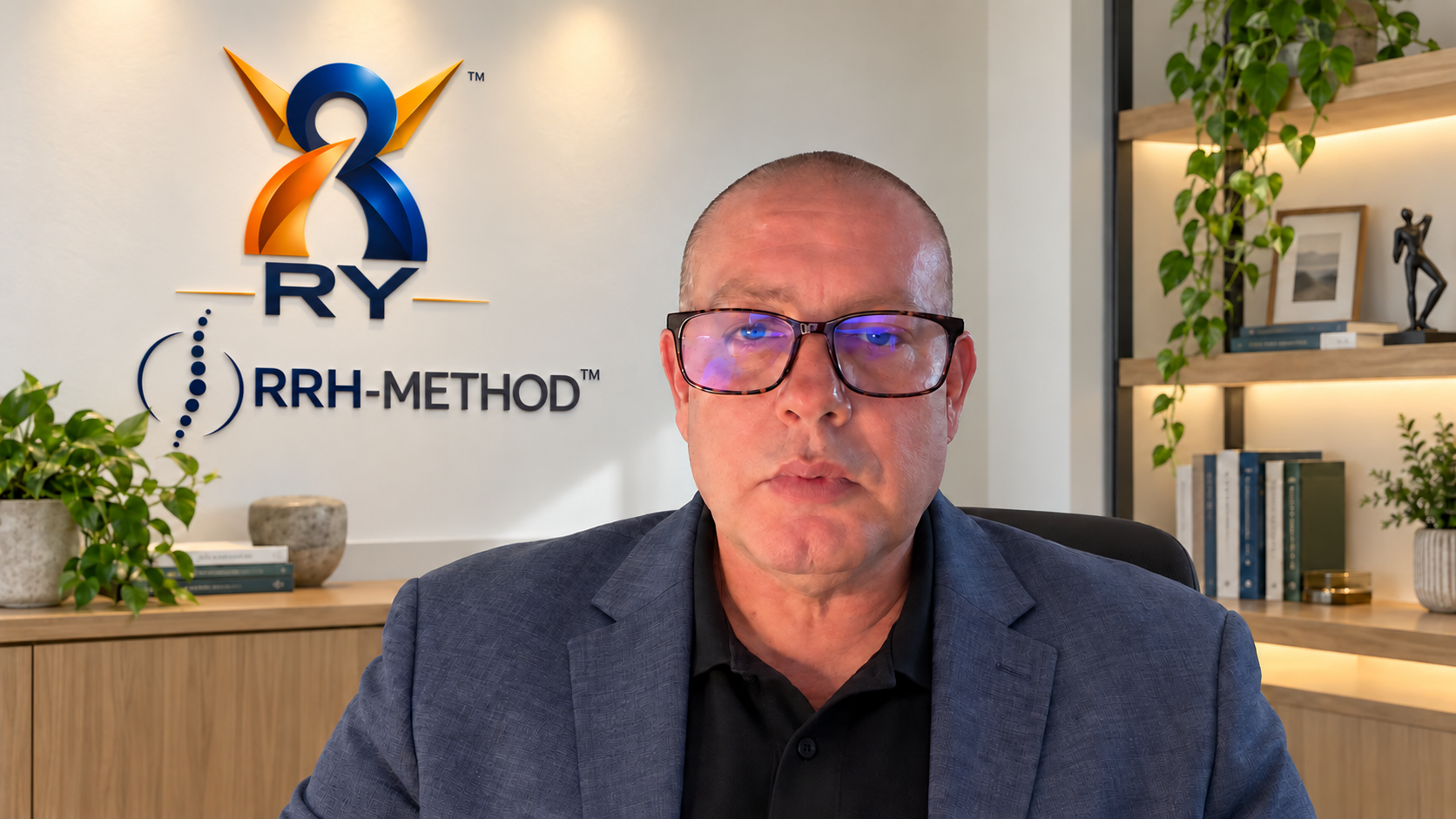 Dr. Rafael Ramos Hernández junto a los logotipos de RY y RRH-METHOD